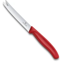 Cutit Bucatarie Victorinox, Swiss Classic Branza Si Carnati, Lama Zimtata 11cm, Rosu