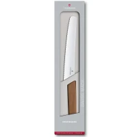 Cutit Bucatarie Victorinox, Swiss Modern Pentru Paine , Lama Zimtata 22cm, Lemn Nuc, Cutie Cadou