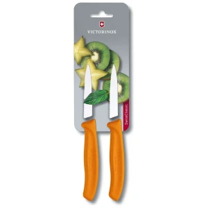 Set 2 Cutite Bucatarie Victorinox, Swiss Classic Paring Knife, Lama Zimtata 8cm, Portocaliu