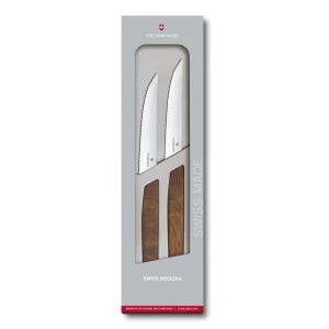 Set 2 Cutite Victorinox, Swiss Modern Steak Knives ,Lama Zimtata 12cm, Lemn, Cutie Cadou