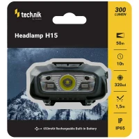 Lanterna de Cap Technik Headlamp H15 (cu baterii) XTE LED + USB Type-C (300 lumeni)