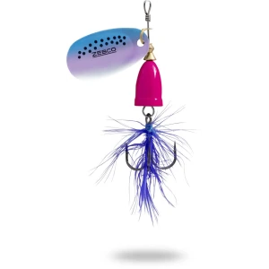 Lingurita Rotativa Zebco 5g Trophy Z-Vibe & Fly No. 2 pink body/silver rainbow/blue fly sinking