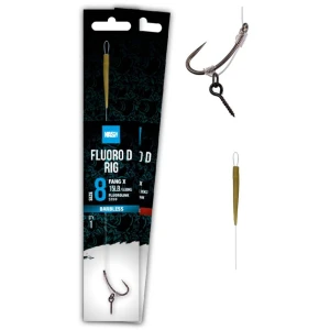 Carlige Legate Nash Fluorocarbon D-Rig Barbed, 20lbs, nr.4, 1buc/plic