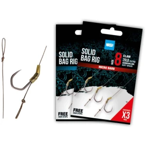 Carlige Legate Nash Solid Bag Rig Barbless, 20lbs, nr.8, 3buc/plic