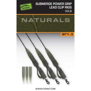Montura Fox Edges Naturals Submerge Power Grip Lead Clip Leaders 30lb, 3buc/pac Montura Fox Edges Naturals Submerge Power Grip Lead Clip Leaders 30lb, 3buc/pac