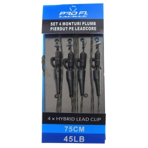 SET 4 MONTURI PRO FL Plumb Pierdut LEADCORE 75CM SET 4 MONTURI PRO FL Plumb Pierdut LEADCORE 75CM