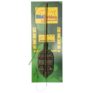 Montura Method Feeder BIBI FISHING cu Tija Long Cast cu Spin, 50g, Carlig Nr. 12, 1buc/plic