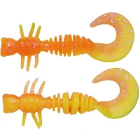 Larva BERKLEY PowerBait Power Curly, Fluorescent Orange / Sunshine Yellow, 5.5cm, 10buc/pac