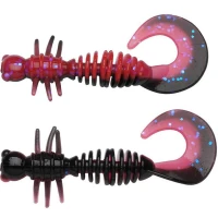 Larva BERKLEY PowerBait Power Curly, Salmon Egg Red / Black, 4cm, 12buc/pac