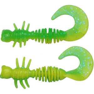 Larva BERKLEY PowerBait Power Curly, Spring Green / Sunshine Yellow, 4cm, 12buc/pac