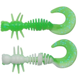 Larva BERKLEY PowerBait Power Curly, Spring Green / White, 5.5cm, 10buc/pac