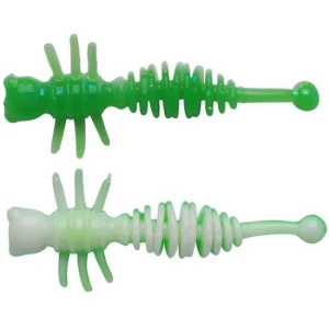 Larva BERKLEY PowerBait Power Larvae, Spring Green / White, 4cm, 12buc/pac