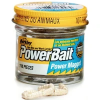 Larve Berkley Power Bait Maggot, White, 1cm, 10buc/cutie