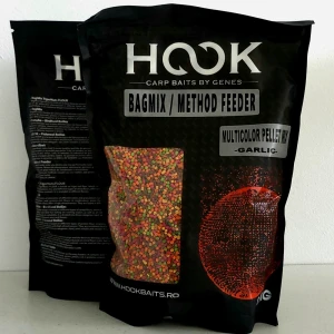 Pelete HOOKBAITS Pellet Mix Multicolor, Garlic, 2mm, 1kg