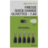 Plumbi cu Schimbare Rapida Korum Finesse Quick Change Olivettes, 1.6g, 6buc/pac