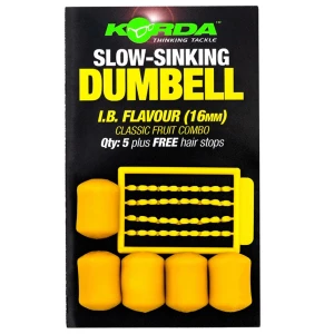 Pelete Artificiale KORDA Slow Sinking Dumbell, IB, Yellow, 8mm, 10buc/pac