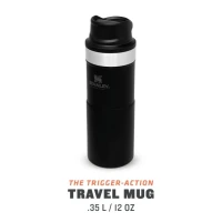 Cana Termoizolanta Stanley The Trigger Action Travel Matte Black Pebble 0.35l 