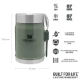 Termos mancare cu tacam Stanley The Legendary Food Jar + Spork Hammertone Green 0.4 l  Termos mancare cu tacam Stanley The Legendary Food Jar + Spork Hammertone Green 0.4 l