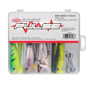 Set shaduri BERKLEY Pulse Shad MixBox 11cm + Jig-uri, 16buc/pac