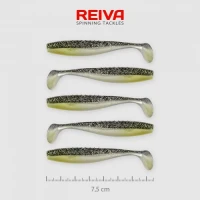 Shad Reiva Flat Minnow Negru-Argintiu Sclipici 7.5cm 5buc/plic