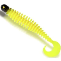 Soft Bait Black Cat Curly Worm Grub, Yellow Zombie, 17cm, 1buc/pac