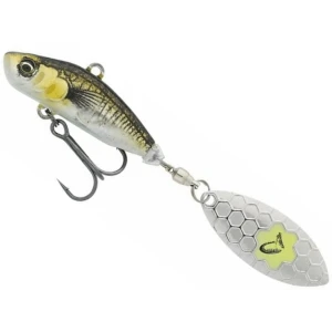 Spinnertail SAVAGE GEAR Sticklebait Tail Spin Sinking, Green Silver Ayu, 8cm, 18g, 1buc/pac