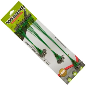 STRUNE ENERGOTEAM WIZARD NYLON COATED WIRE LEADER, 22.5CM, 72BUC/BLISTER ALBASTRU