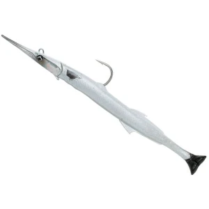 Swimbait SAVAGE GEAR 3D Soft Lures Kit Pre Riggeds Needlefish Pulse Tail, Pearl White Silver, 26g, 18g, 1buc/pac