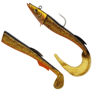 Twister BERKLEY Power Sandeel, Gold Motoroil, 21cm, 160g, 1buc/pac