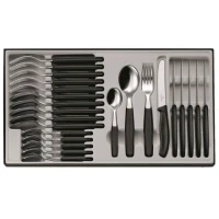 Set 24 Tacamuri 6 Persoane Victorinox, Swiss Classic Table Set, Lama 11cm, Negru