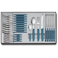 Set 24 Tacamuri 6 Persoane Victorinox, Swiss Modern Table Set, Lama Zimtata 11cm, Blue