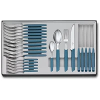 Set 24 Tacamuri 6 Persoane Victorinox, Swiss Modern Table Set, Lama Zimtata 12cm, Blue