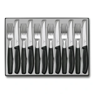 Set 6 Cutite Si 6 Furculite Victorinox Swiss Classic Table Set 12, Lama Zimtata 11cm, Negru