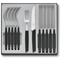 Set 6 Cutite Si 6 Furculite Victorinox, Swiss Modern Table Set, Lama Zimtata 12cm, Negru