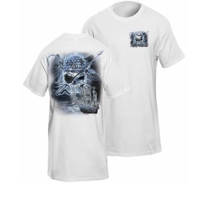 Tricou Flying Fisherman Midnight Angler Pirate White Tee XL