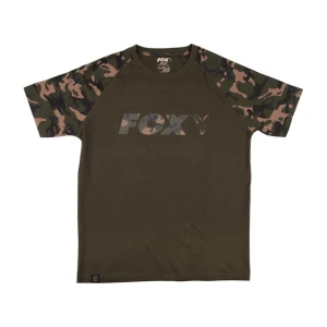 Tricou Fox Raglan Black Camo Sleeves T-Shirt, Marime L