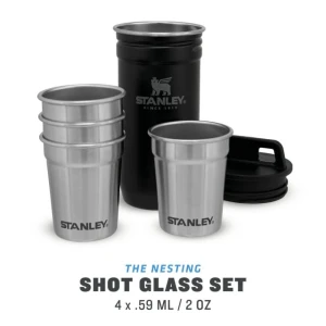 Set Stanley Butelca + 4 pahare Adventure The Nesting Shot Glass Set Matte Black Pebble  Set Stanley Butelca + 4 pahare Adventure The Nesting Shot Glass Set Matte Black Pebble