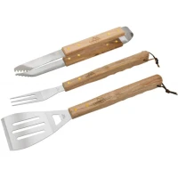 Set Cattara Ustensile Pentru Gratar Cu Manere De Lemn, Tt13108, 3buc/pac Set Cattara Ustensile Pentru Gratar Cu Manere De Lemn, Tt13108, 3buc/pac