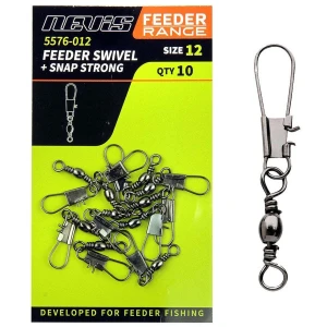 Agrafa cu Vartej Nevis Feeder Swivel + Snap Strong Nr.16, 10buc/pac