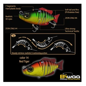 Vobler Swimbait Biwaa Seven Section Red Tiger 15cm 60g